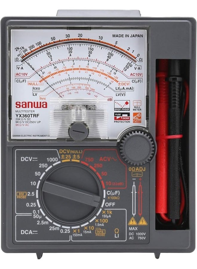 SANWA YX360TRF Analog Multimeter – Professional Japanese Analog Tester for Voltage, Current, Resistance & Continuity – High Accuracy Durable Electrical Measuring Meter - Image 3